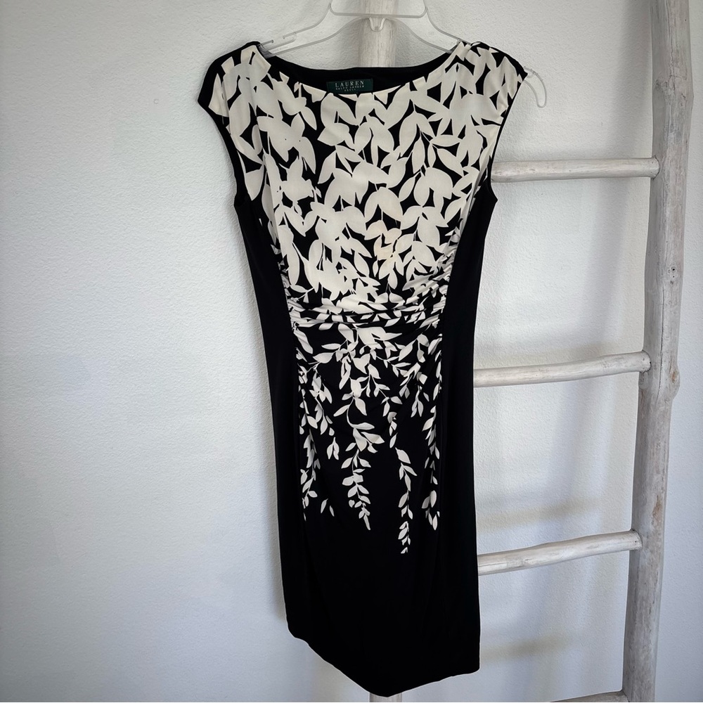 Lauren Ralph Lauren Black and Cream Midi Dress